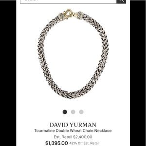 Sterling  Silver Double Wheatchain necklace w/14kt gold /Tourmaline buckle clasp